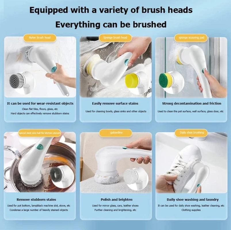Electric Cordless Cleaning Brush Spin Scrubber Turbo Scrub Cleaner Rechargeable