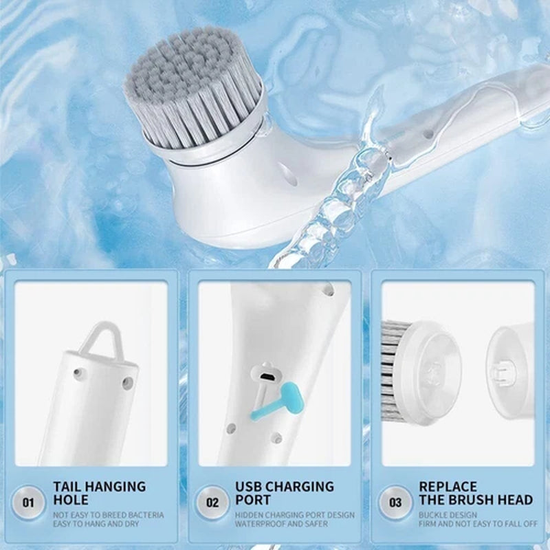 Electric Cordless Cleaning Brush Spin Scrubber Turbo Scrub Cleaner Rechargeable